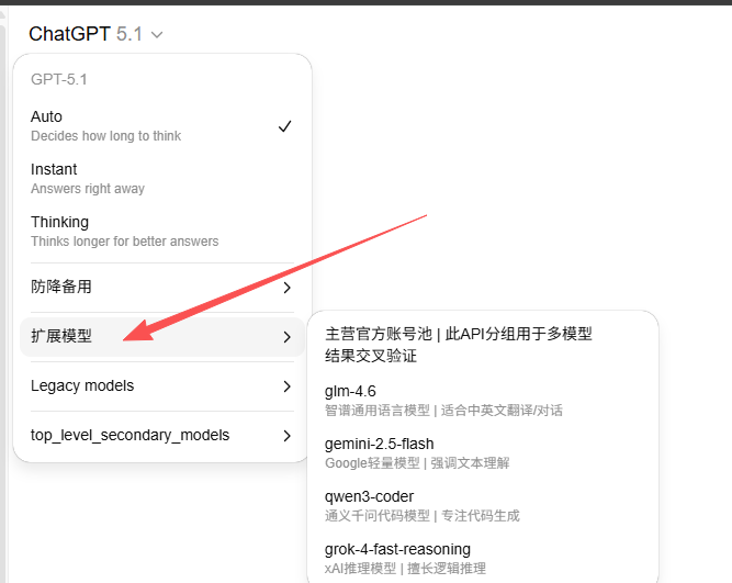 GPT模型切换处的扩展模型